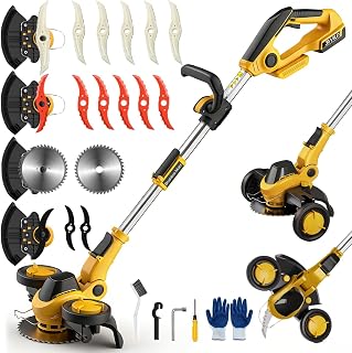 Givilo 11-Inch Weed Wacker Cordless Compatible with DeWalt 20V MAX Battery | Electric Weed Eater, Grass Trimmer/Edger/Mini Mower/Brush Cutter, 4 Types Blades, Brushless Motor, Lightweight, No Battery