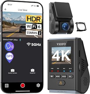 VIOFO A119M Pro 4K HDR Mini Dash Cam, STARVIS 2 IMX678 Sensor, Wi-Fi 6, GPS | True 4K with IMX678 Sensor, Wi-Fi 6, Quad-Mode GPS, Voice Control, Buffered 24H Parking Mode, Supercapacitor, Night Vision