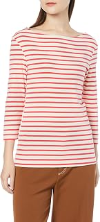 Amazon Essentials Women's T-Shirt with Boat Neck with 3/4 Sleeve Slim Fit