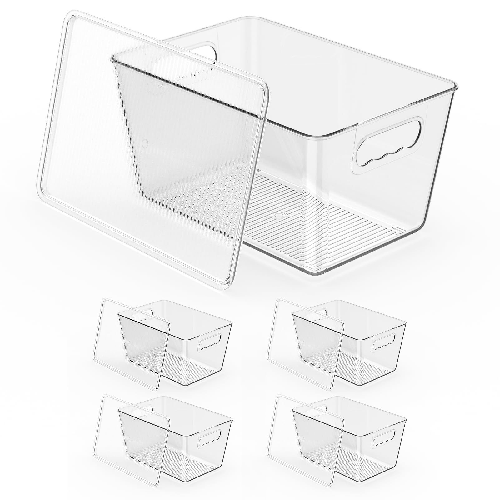 4 Pack Clear Stackable Storage Bins with Lids 29x19x15 cm