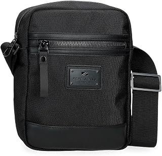 Pepe Jeans Blackmore Medium Black Shoulder Bag 17 x 22 x 6 cm Polyester with Synthetic Leather Details 2.24 L by Joumma Bags, Black, One Size, Medium Shoulder Strap