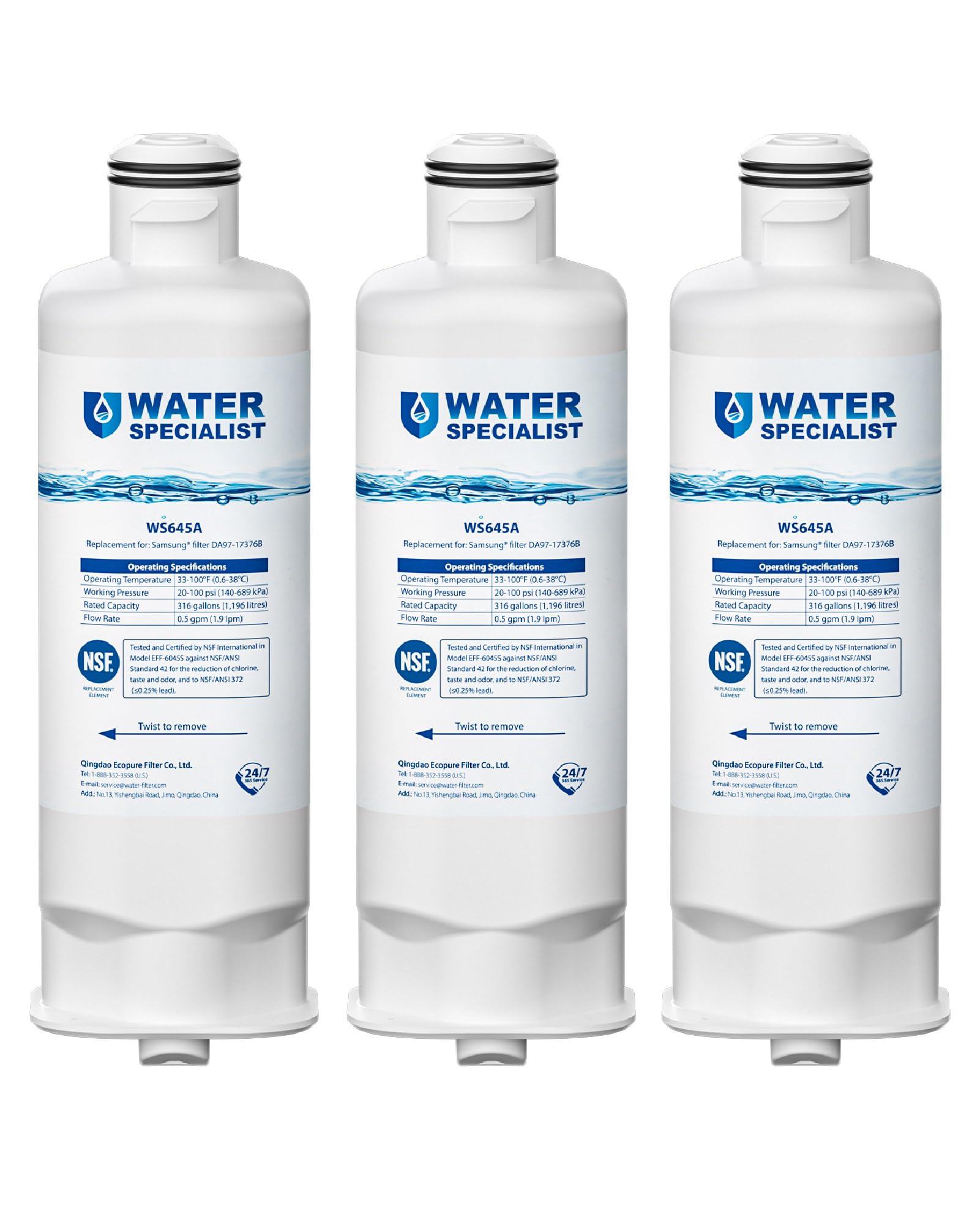 Waterspecialist WS645A Refrigerator Water Filter, Replacement for Samsung® DA97-
