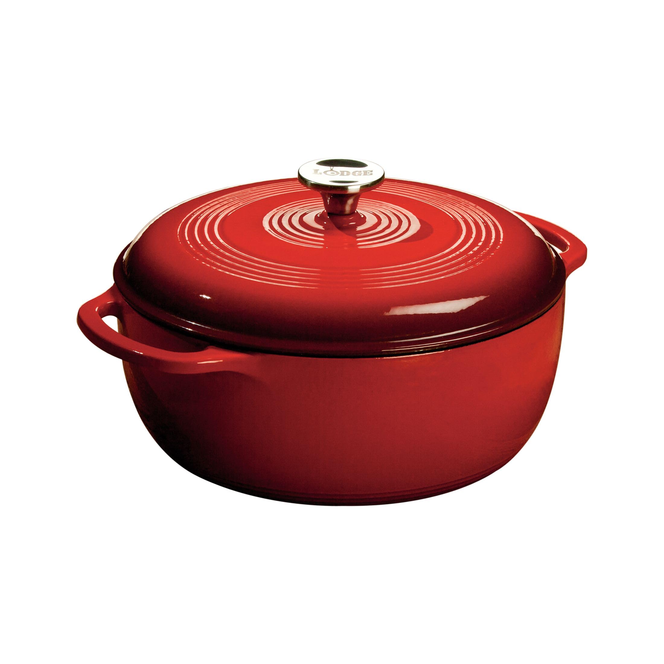 Lodge Essential Enamel Cast Iron Dutch Oven, 6 Quart, Island Spice Red | Ideal f