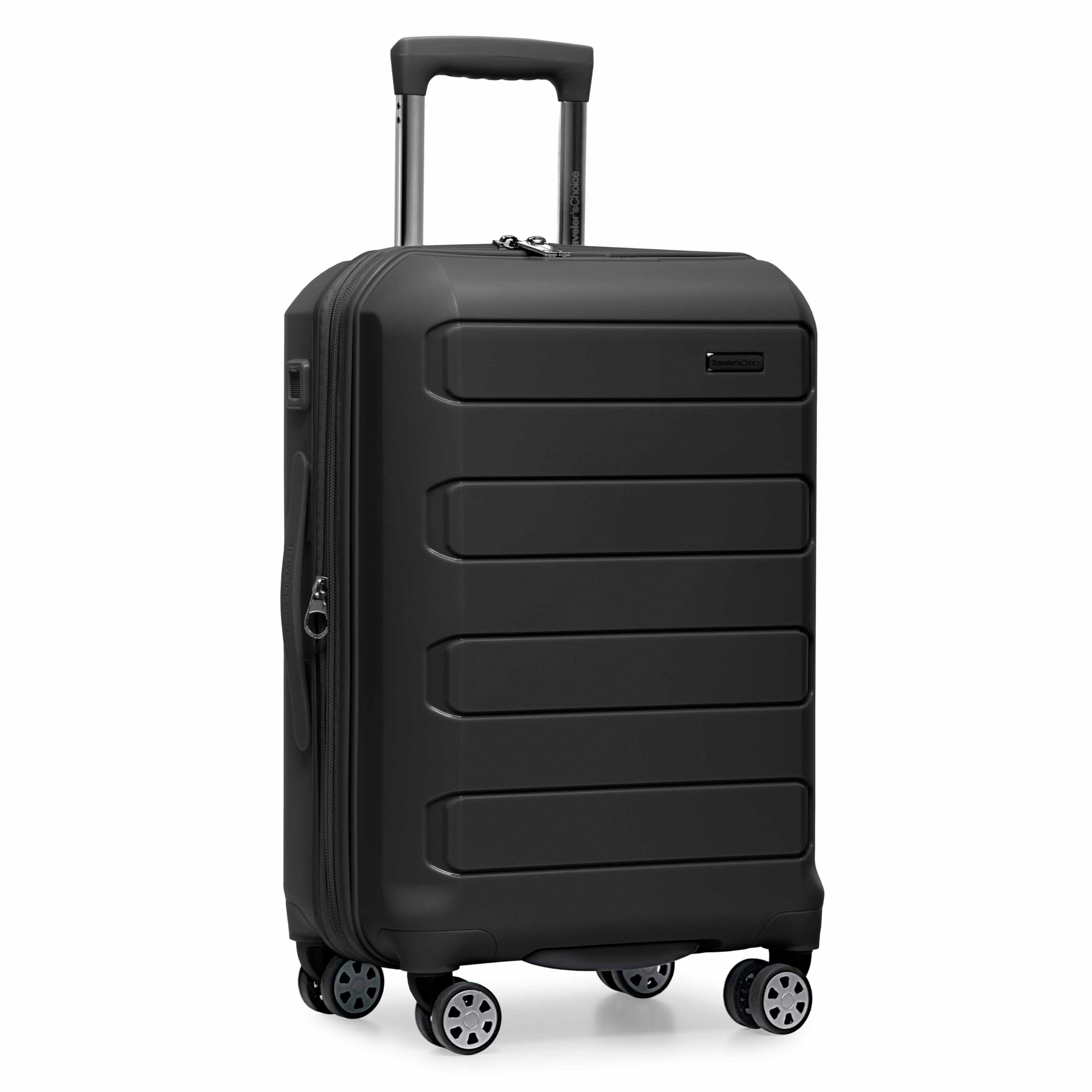 Traveler's Choice Pagosa Hardshell Expandable Luggage with Spinner Wheels, Black