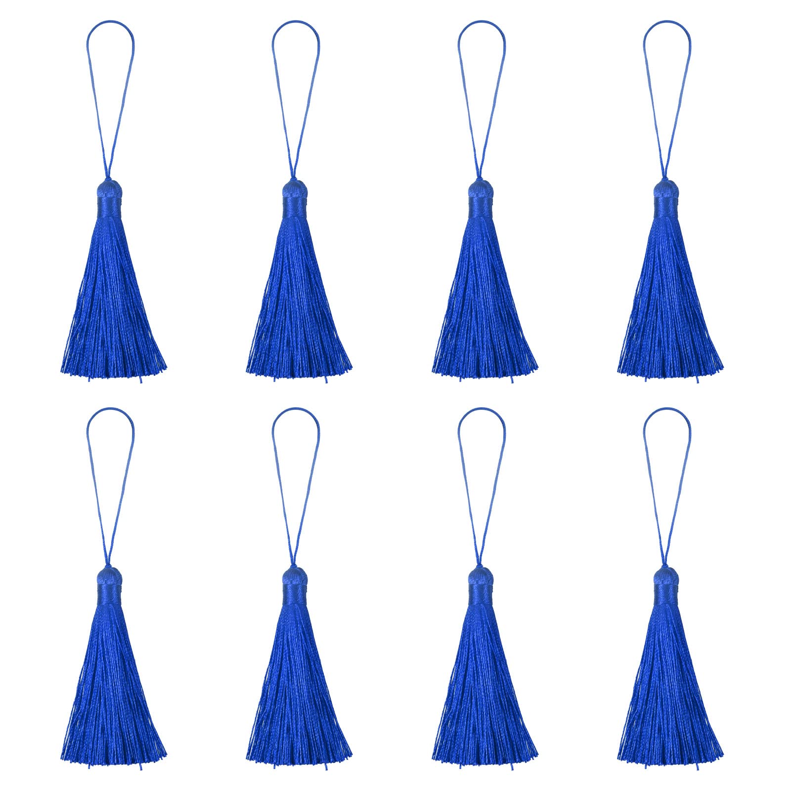 8 Pcs Mini Tassels Soft Silky Soft Tassels with Loops for Key Chain Graduation D