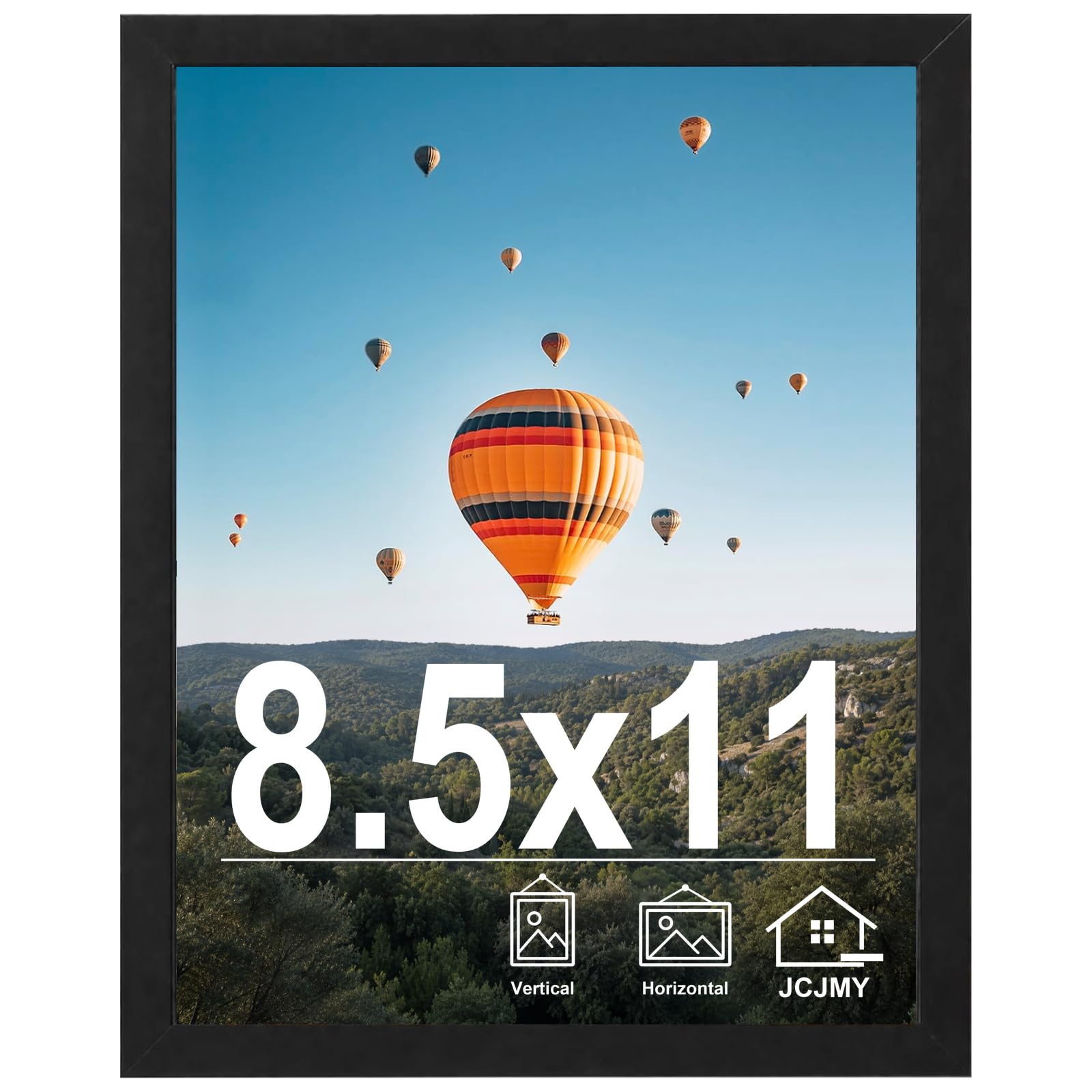 JCJMY 8.5x11 Picture Frame for Wall or Tabletop Display, Black | 8.5 x 11 Certif