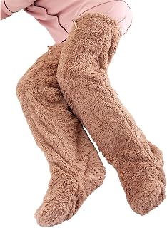 Alphax Room Socks Ultra-Warm Long Cover with Stoppers, Brown, Large