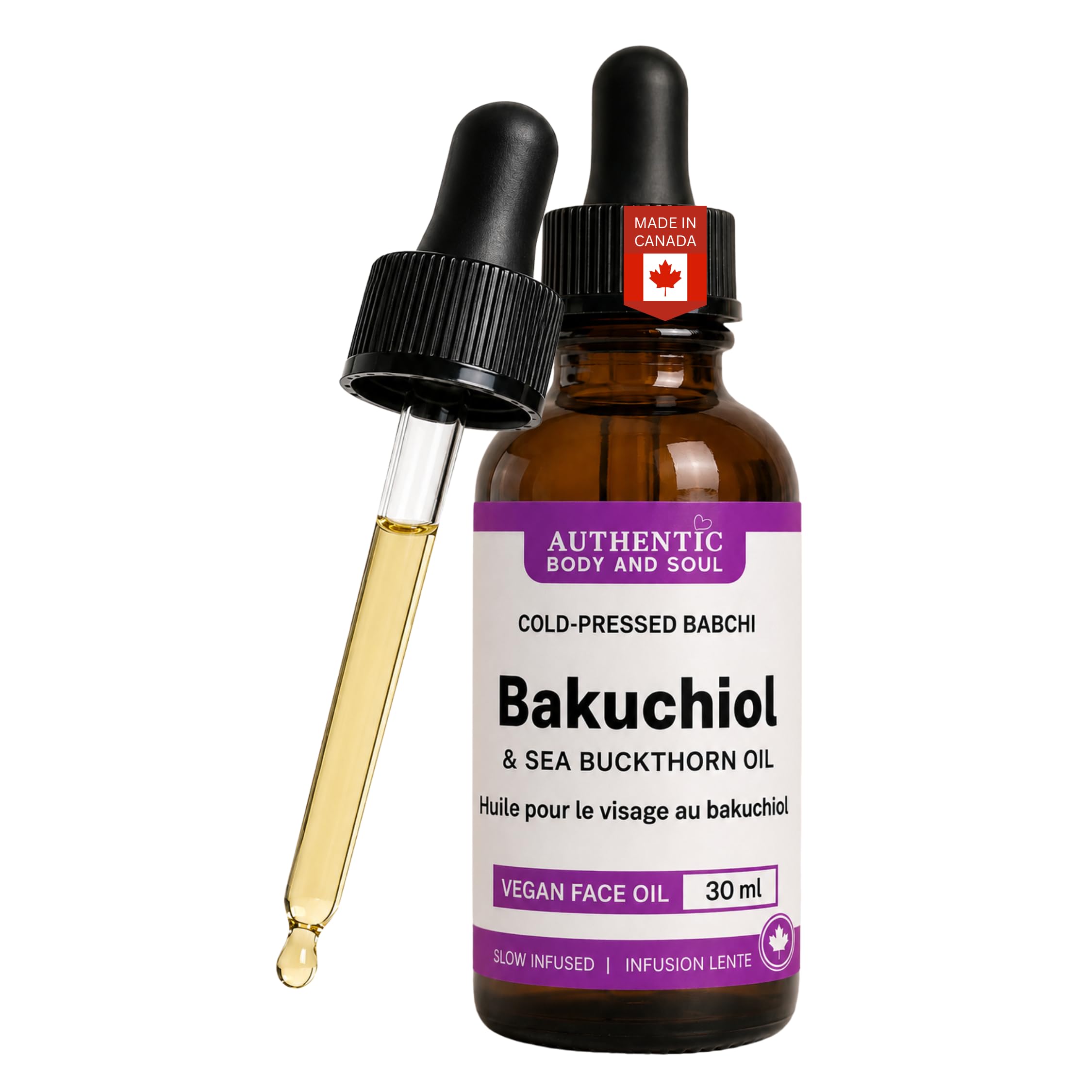 Bakuchiol Oil + Sea Buckthorn Face Oil, Organic Babchi, Vegan Cold Pressed Botan