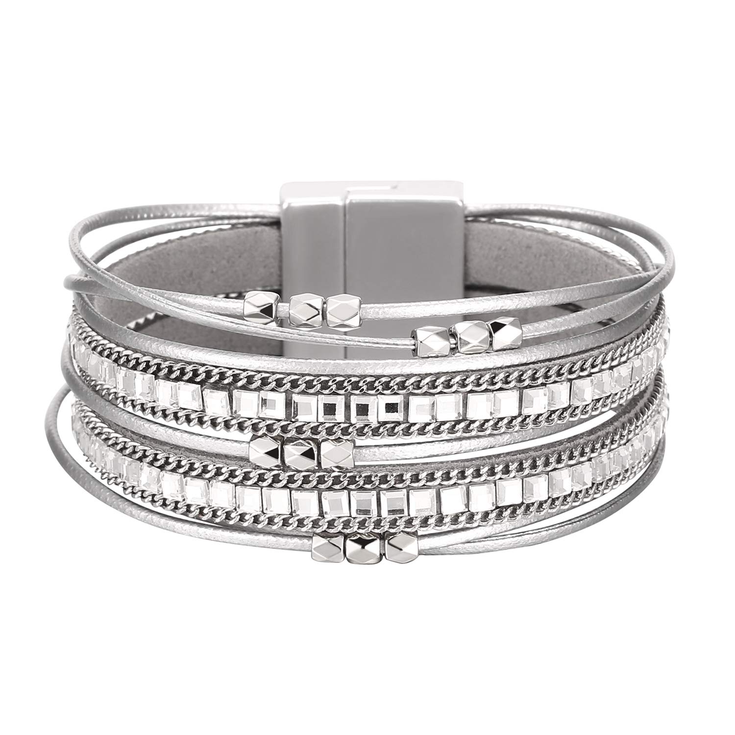 Fesciory Leather Wrap Bracelets for Women, Boho Western Stacked Jewelry