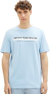 TOM TAILOR Denim Slim fit cotton T-shirt with Logo Print for Men