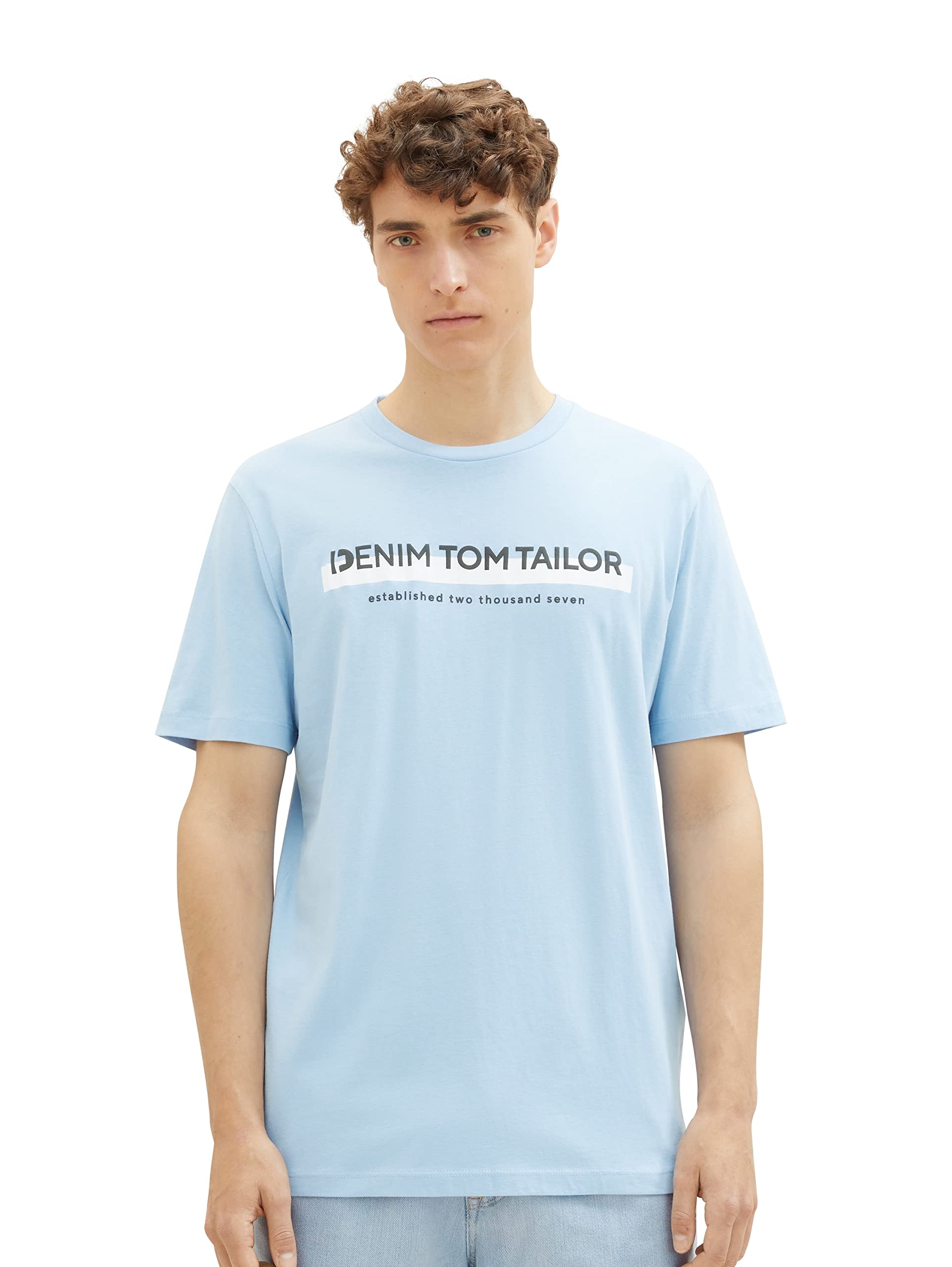 TOM TAILOR Denim Slim fit cotton T-shirt with Logo Print for Men