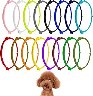 16pcs Puppy ID Collars, Soft Polyester Adjustable Whelping Collars Newborn Puppy Identification Collars Kitten Collars Whelping Supplies for Pet (Multicoloured)