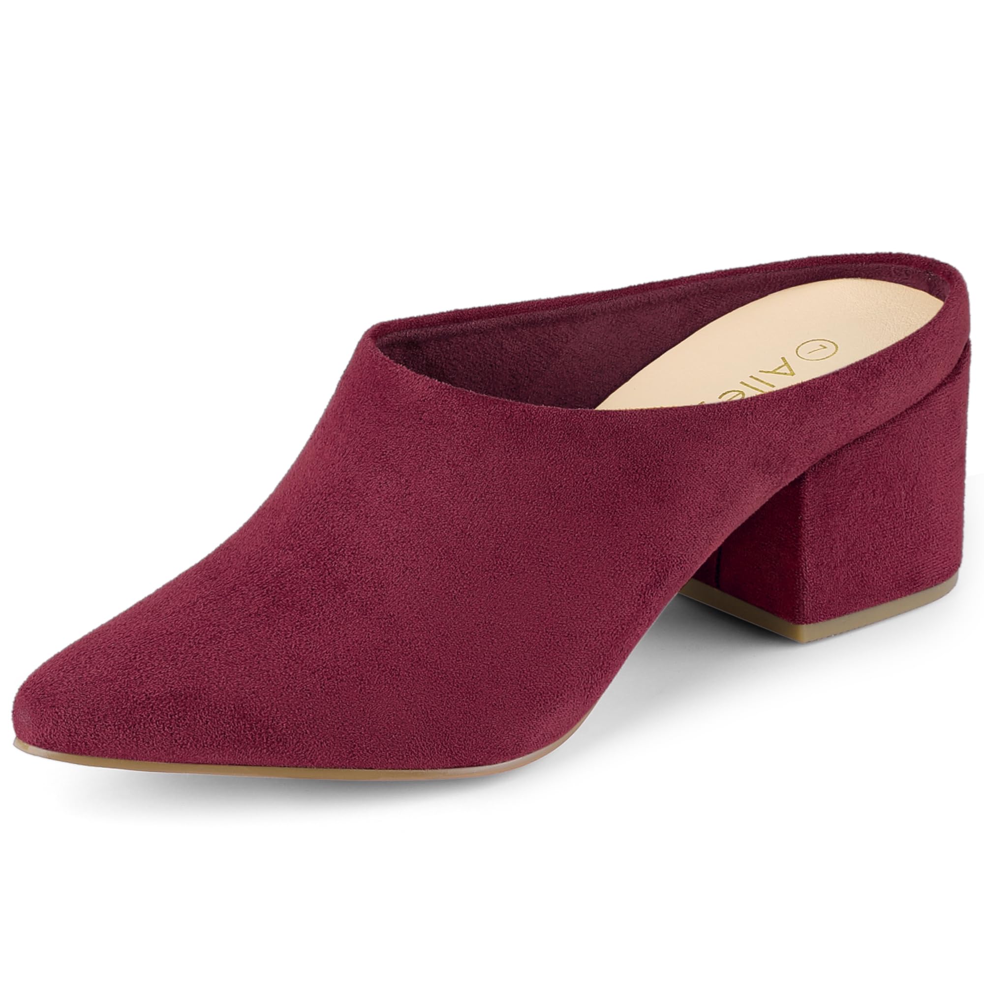 Allegra K Women's Pointed Toe Slip on Block Heel Slide Mules