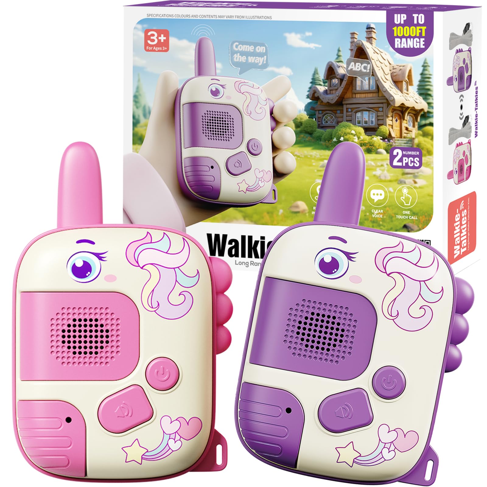 Walkie Talkies Toys for Girls:Unicorn Toys 2 Pack Birthday Gifts for 3 4 5-7 8 Y