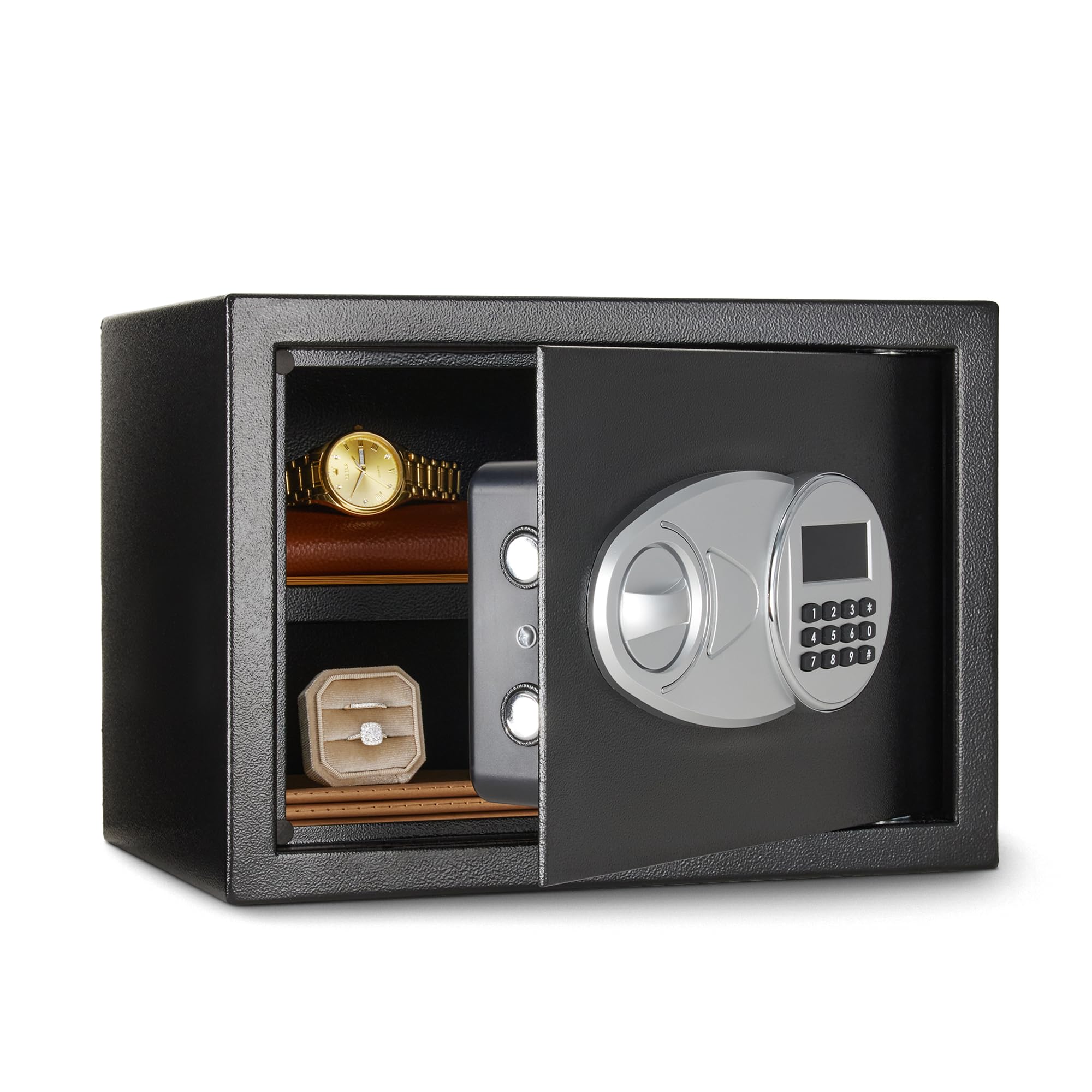 Amazon Basics Steel Security Safe and Lock Box with Electronic Keypad, Secure Do