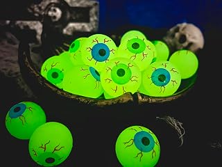 GIFTEXPRESS 24ct 1.3" Extra Large Glow in the Dark Eyeballs Bouncy Balls | Halloween supplies, trick or treat goodie bag fillers toys, kids party favors, Halloween Decorations