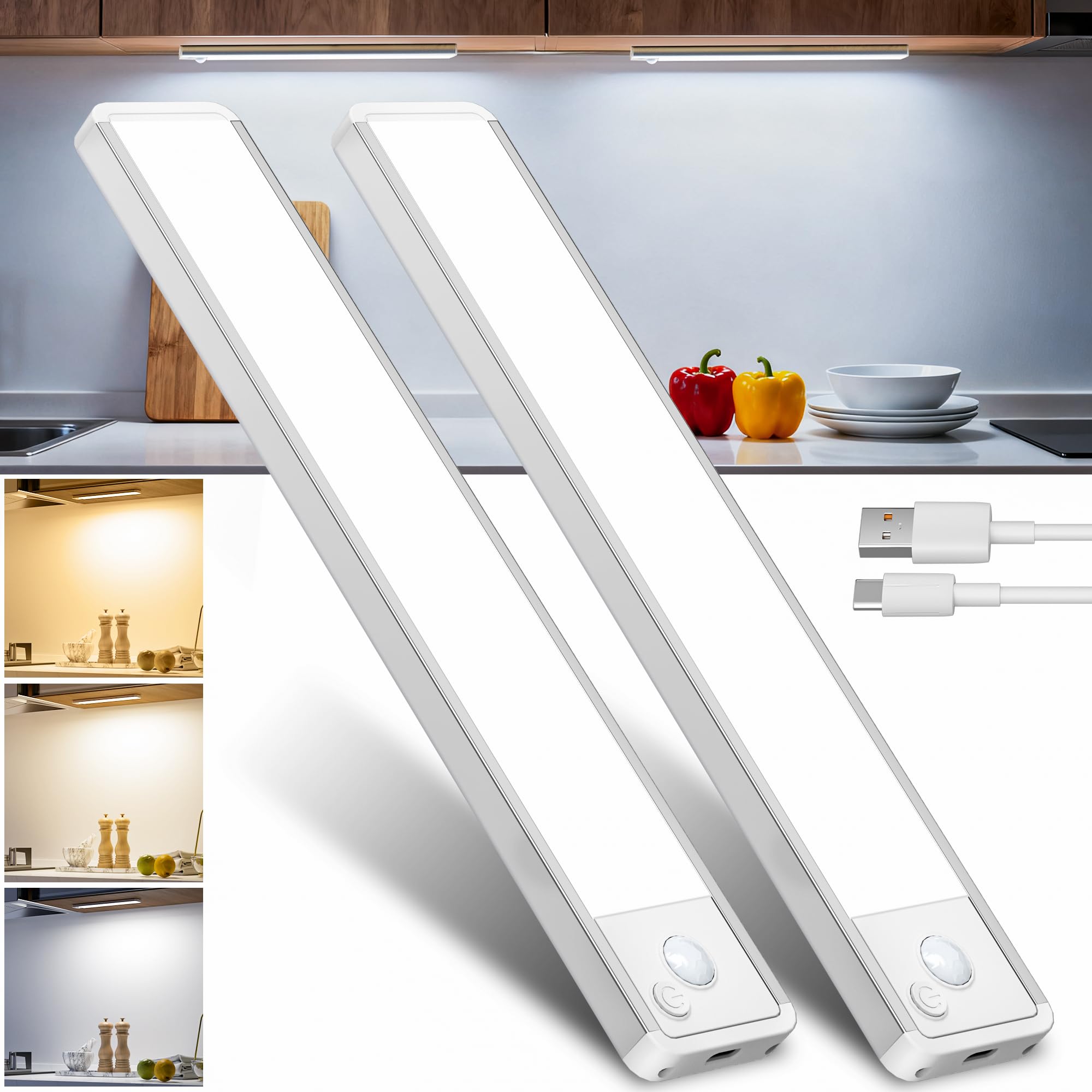 GWULC LED Under Cabinet Light Kitchen Lights – Cabinet Lamp Motion Sensor | Rech