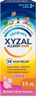 Xyzal Children's 24-Hour Allergy Relief Liquid, Bubble Gum Flavor, 5 oz. | 2.5 mg/5mL levocetirizine dihydrochloride antihistamine for kids 2+. Starts working fast for indoor and outdoor allergies