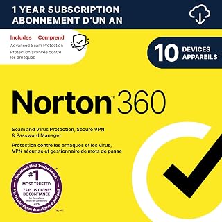 Norton 360 2026, Antivirus software for 10 Devices – Includes Advanced AI Scam Protection, VPN and PC Cloud Backup [Download]
