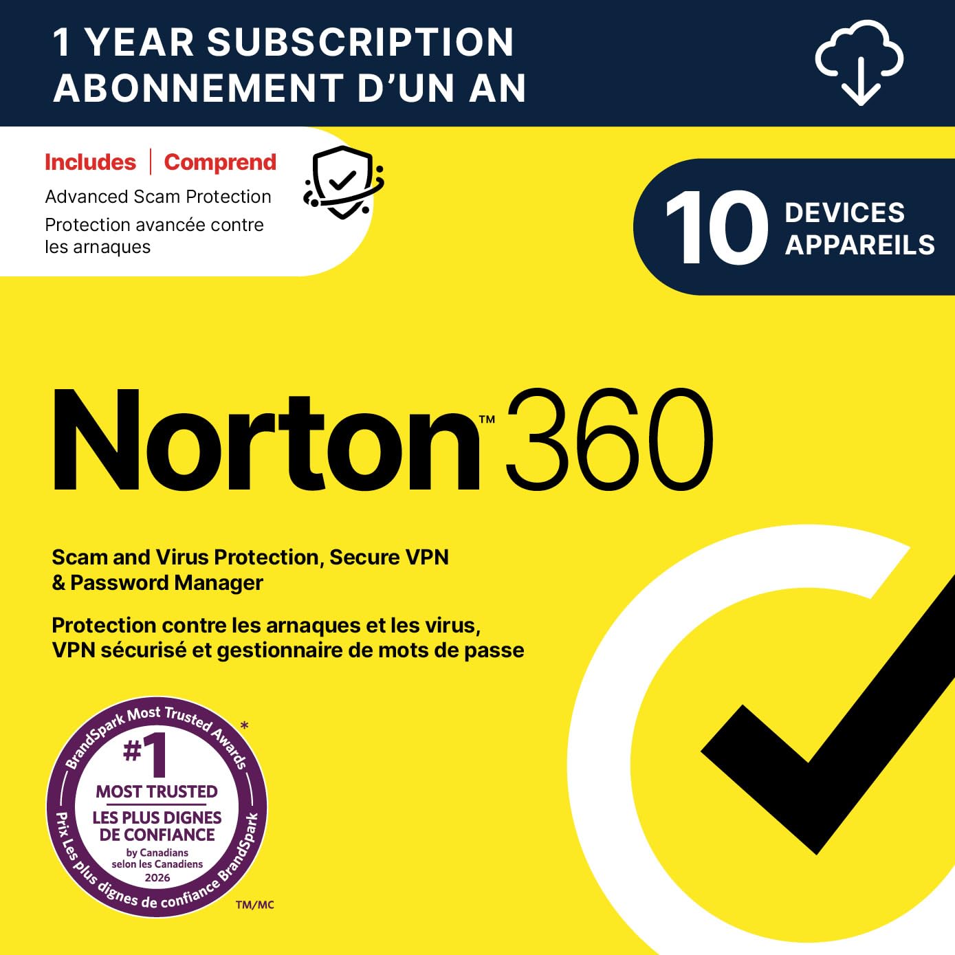 Norton 360 2026, Antivirus software for 10 Devices – Includes Advanced AI Scam P