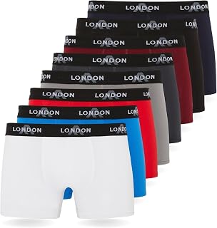 FM London Pack of 4/8 Men's Boxer Shorts with Elastic, Super Comfortable