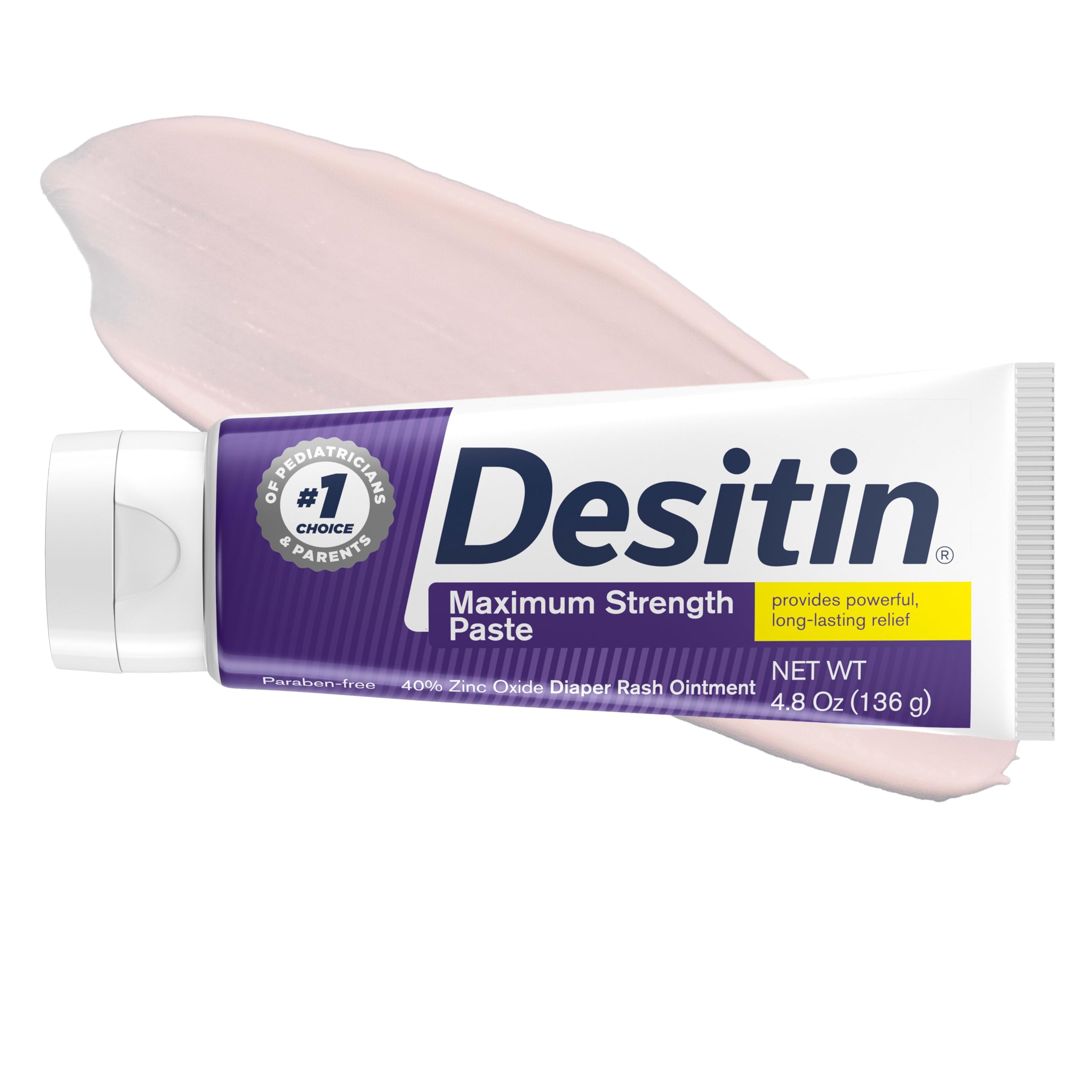 Desitin Maximum Strength Diaper Rash Paste, 40% Zinc Oxide, 4.8 oz | Helps Treat