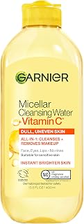 Garnier Micellar Water with Vitamin C, Facial Cleanser &amp; Makeup Remover, Brightening &amp; Hydrating, For All Skin Types, Vegan, Cruelty Free, 13.5 Fl Oz (400mL), 1 Count