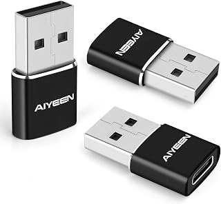 Upgraded USB C Female to USB A Male Adapter, Type C to USB A Converter for MacBook, iPhone 12 13 14 Pro MAX, iPad Mini 6, Samsung Galaxy S20 S21 S22 (3 Pack), Black