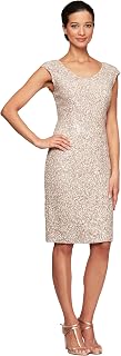 Alex Evenings Women's Short Floral Embroidered Cocktail Sheath Dress, Wedding Guest, Formal Gown (Petite and Regular Sizes)