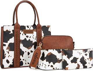 Wrangler 3PCS Purses for Women Tote Bag Crossbody Handbag and Wallet Set with Guitar Strap