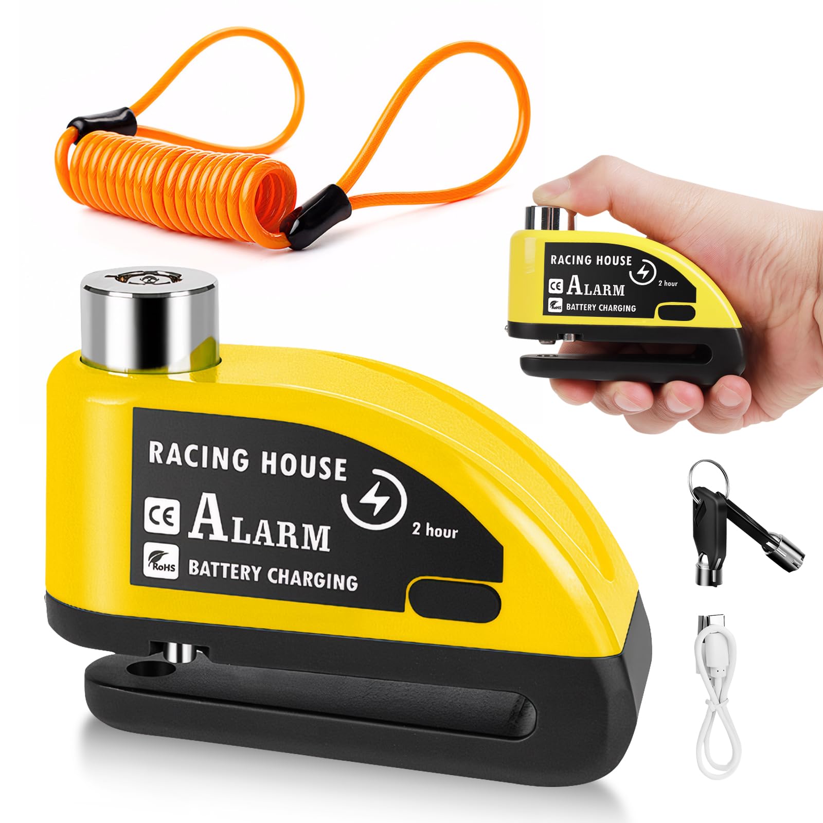 Motorbike Disc Lock Motorcycle Lock, Rechargeable Alarm Disc Brake Lock | 110db 
