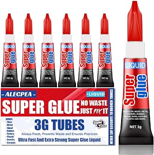 3g (6 Pack), Super Glue Liquid, All Purpose, Fast Setting, Ideal for Metal, Ceramics, Leather & More