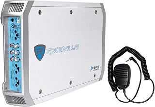 Rockville RXM-F3 1600W Marine Boat 4 Channel Amplifier with PA Microphone | 260W RMS Dyno Certified, MOSFET, Class AB, Bridgeable, 2 Ohm Stable, Crossover, Bass EQ, Smart Auto Turn-On