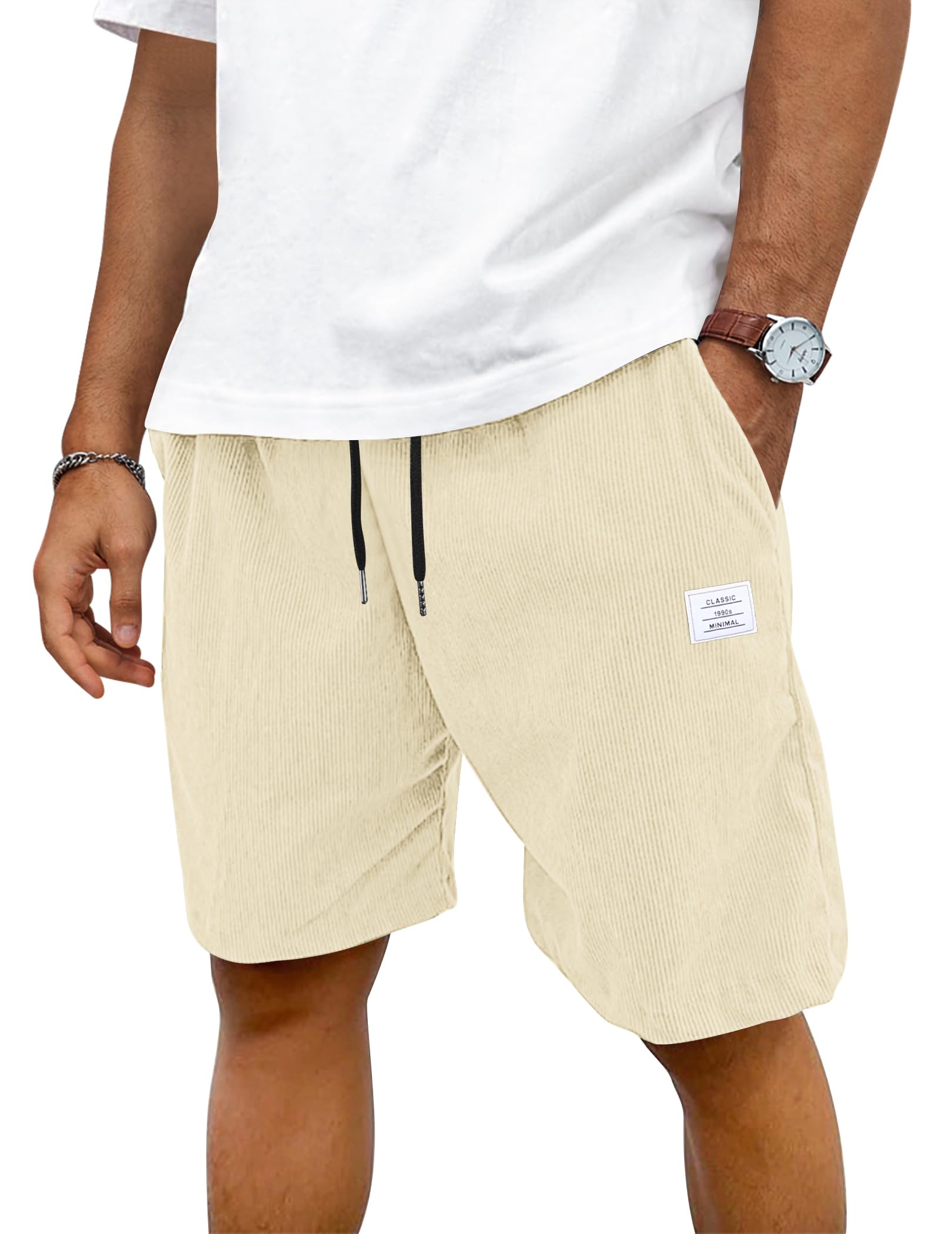 TARAINYA Corduroy Shorts Men Cotton Drawstring Elastic M-4XL