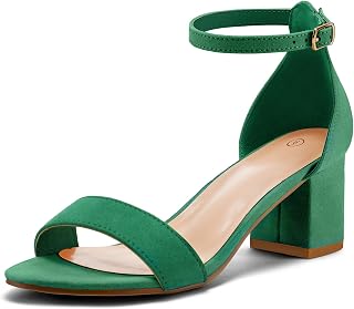 mysoft Women Sandals Low Heel Open Toe Block Heel Ankle Strap Wedding Sandals