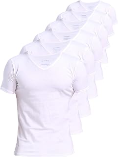 Comfneat Men's 100% Cotton Undershirts V-Neck T-Shirts