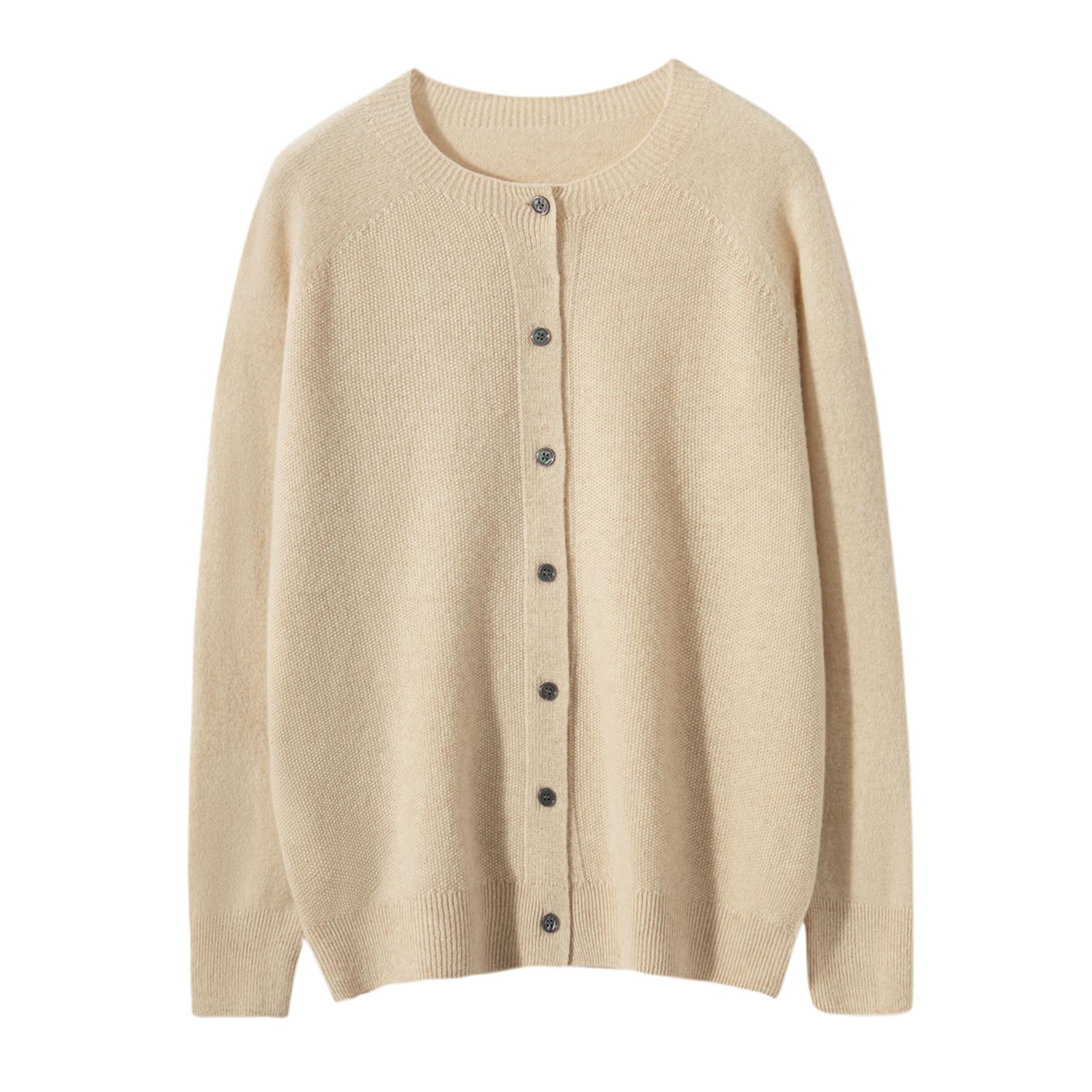Women's 100% Merino Wool Crew Neck Cardigan Lightweight Sweaters