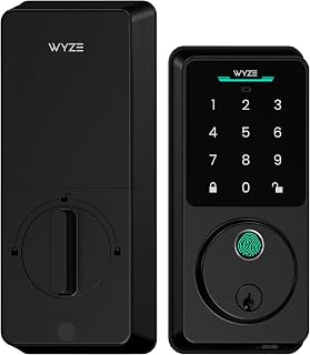 Wyze Auto-Lock Bolt v2, Fingerprint Keyless Entry Smart Lock, AI Learning Scanner with Wi-Fi Front Door Lock Deadbolt, Auto-Lock, 8 Months Battery, BHMA2, IP53, Anti-Peep Keypad, Backup Keys
