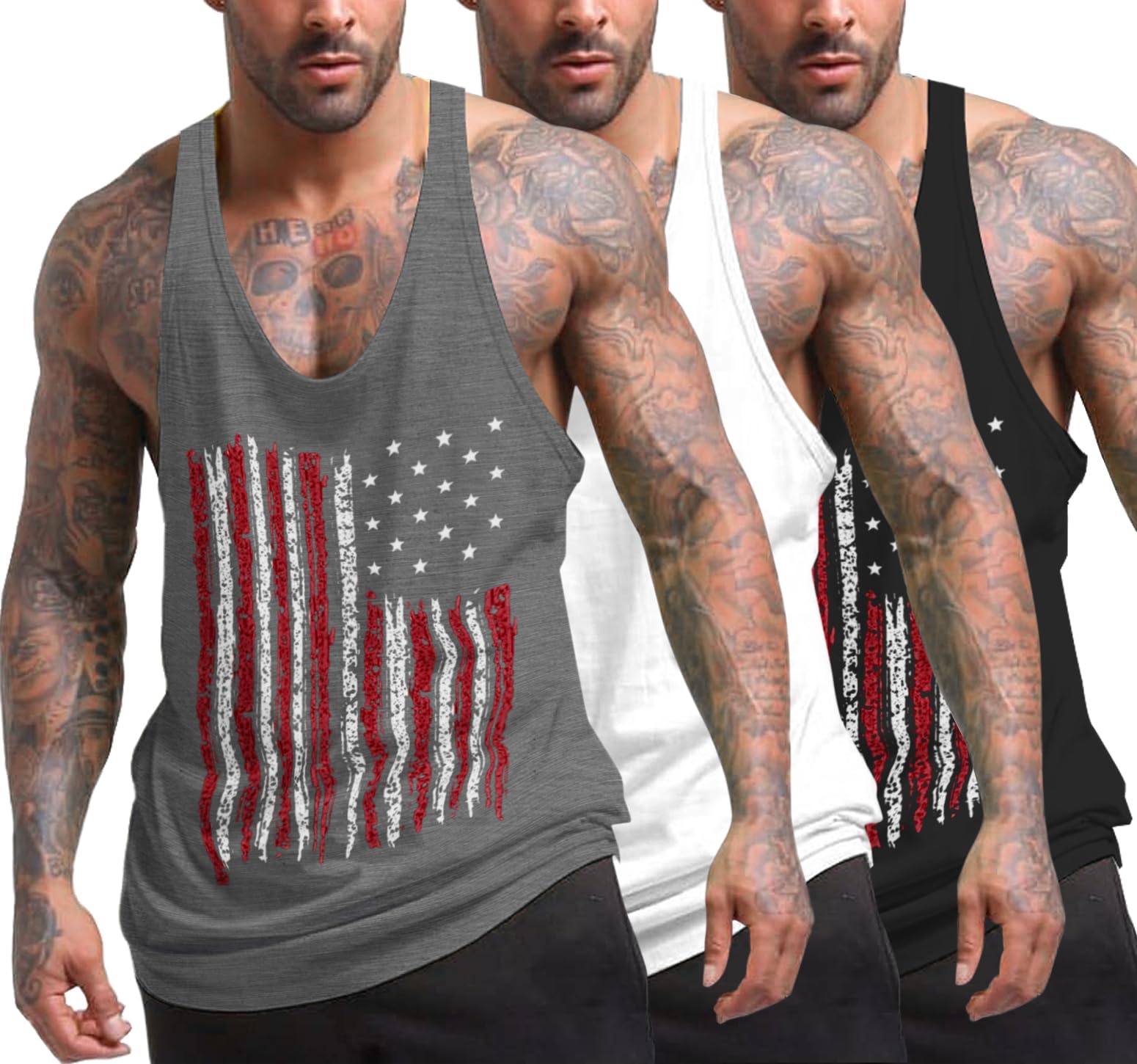 COOFANDY Camisetas sin mangas para hombre, 3 unidades, para gimnasio, entrenamie