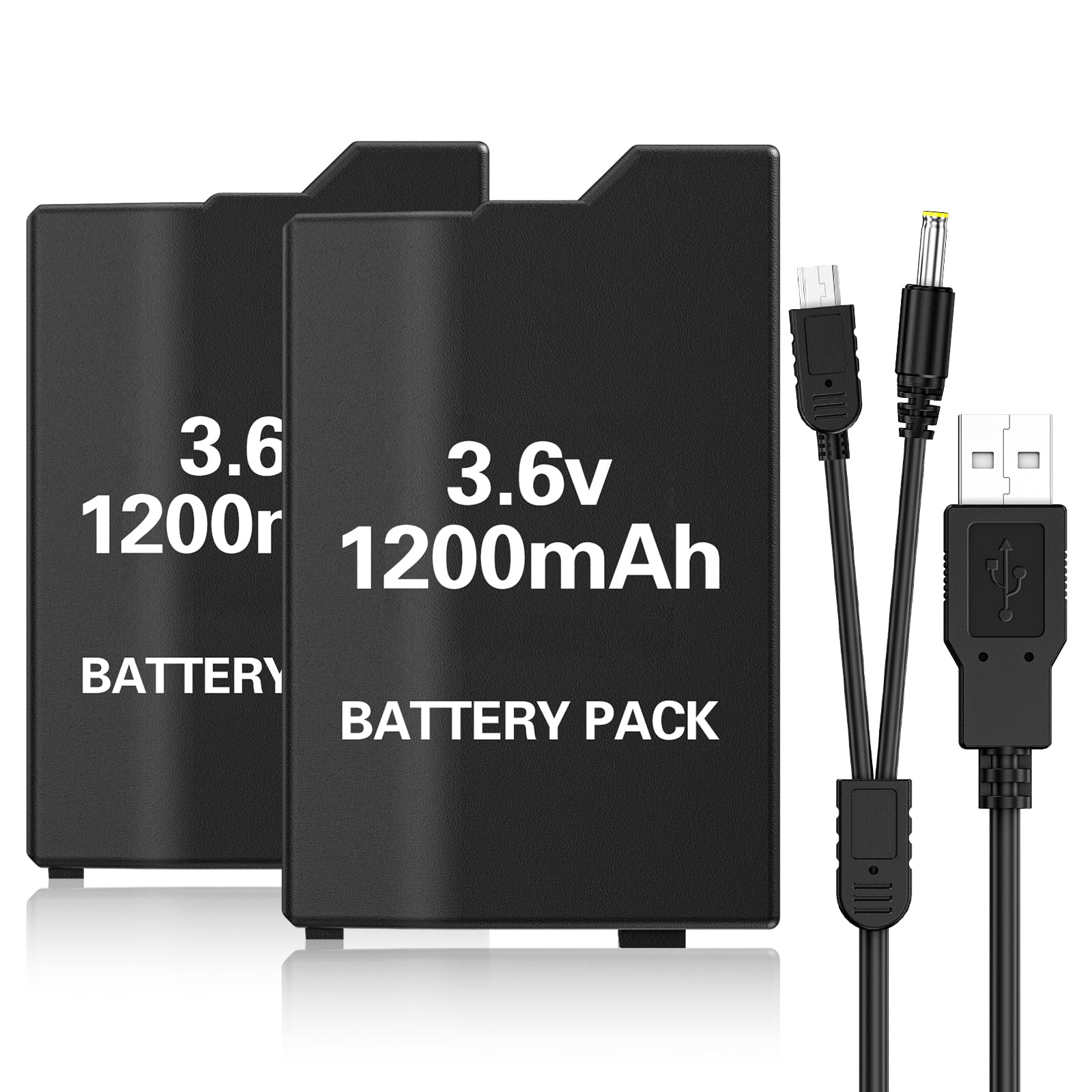 YEEKRNOW PSP Battery with Charging Cable for PSP 3000/2000 Series Console | 2Pcs