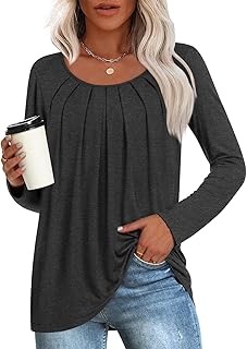 Anymeet Womens Winter Spring Tops 2026 Casual Shirts Pleated Blouse for Leggings M-3XL