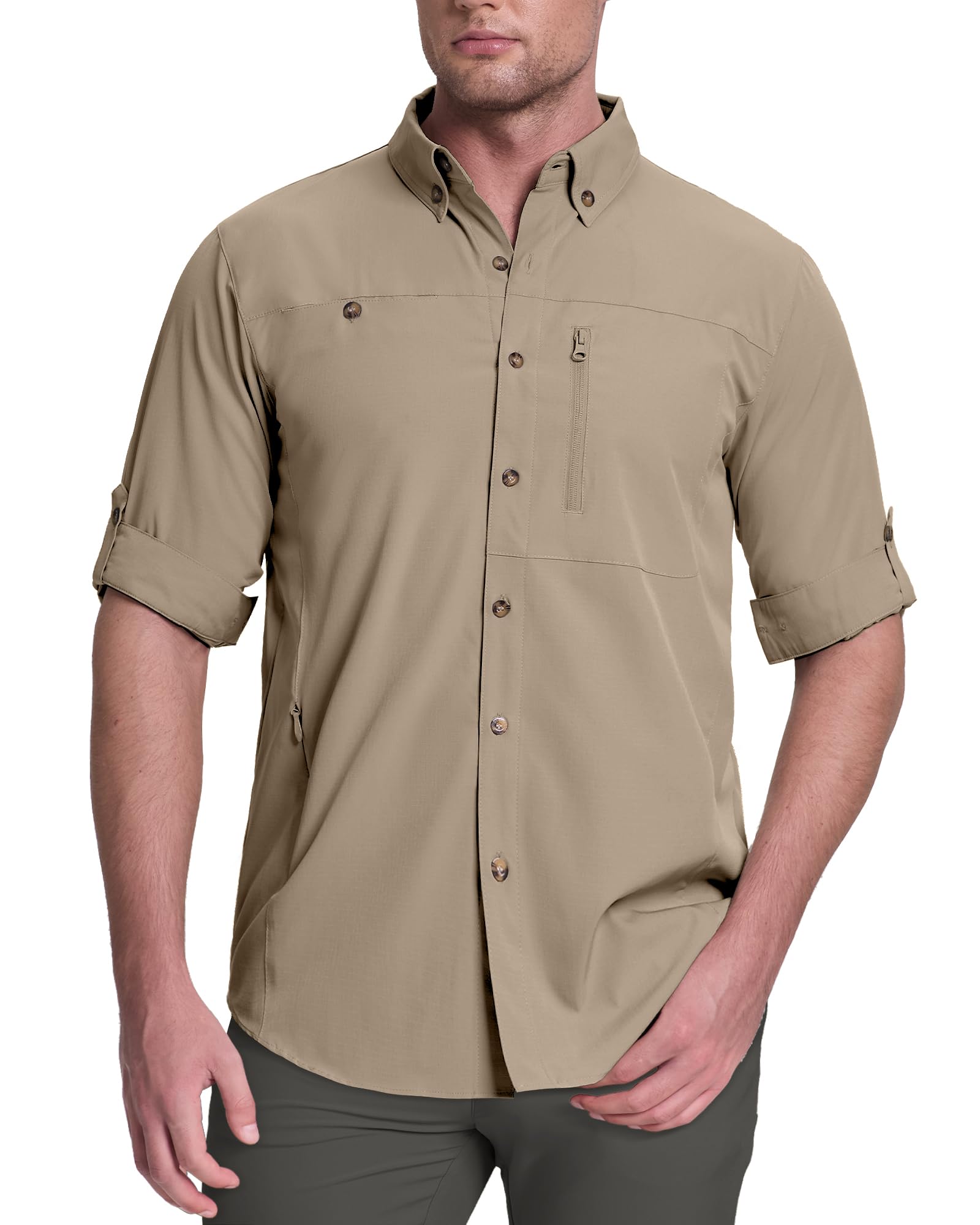 33,000ft Men's UPF 50+ UV Protection Long Sleeve Hiking Shirts Breathable Quick 