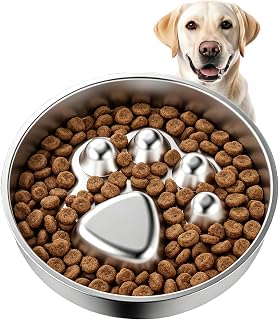 YUDANSI Stainless Steel Slow Feeder Dog Bowls, Reversible Use Cat Bowls