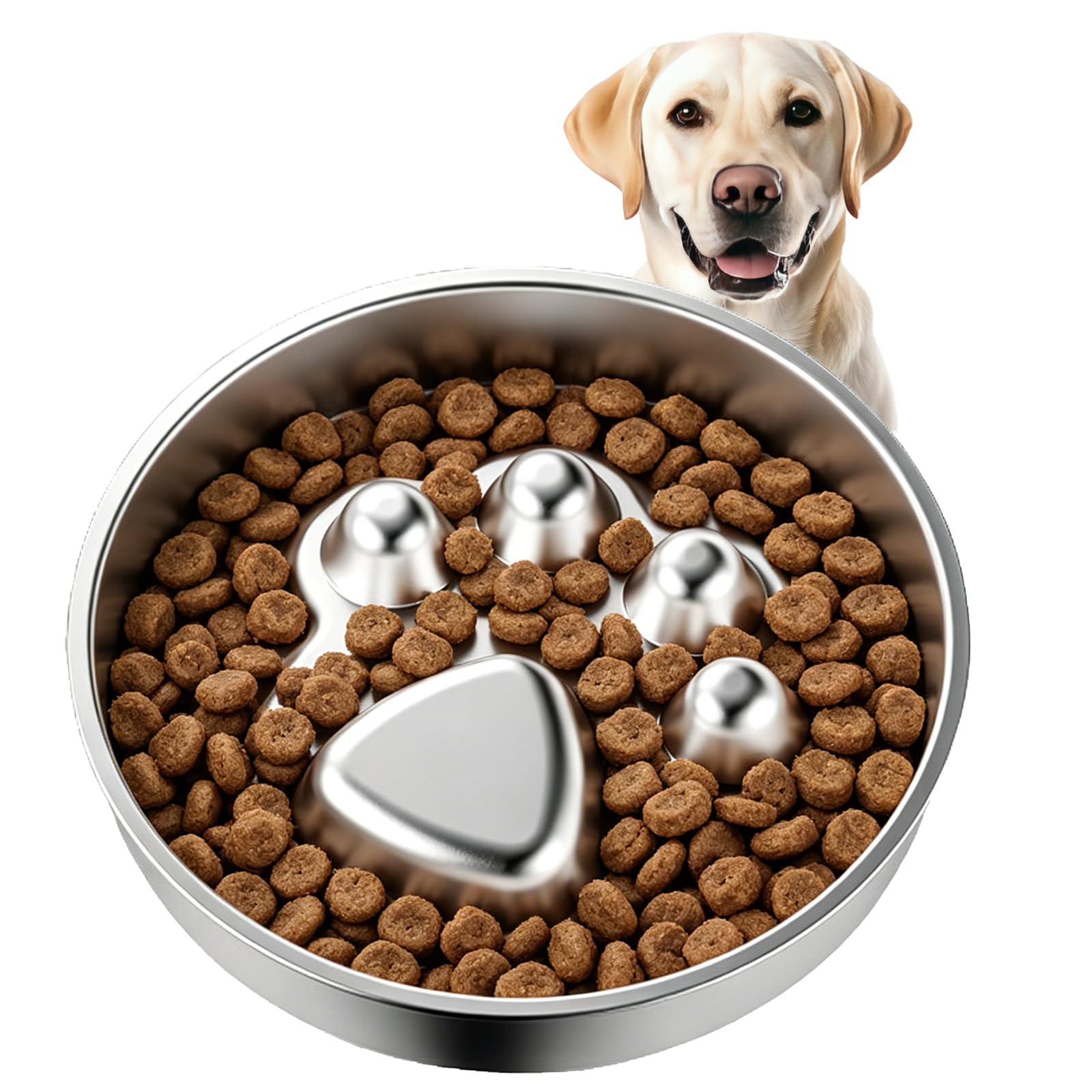 YUDANSI Stainless Steel Slow Feeder Dog Bowls, Reversible Use Cat Bowls