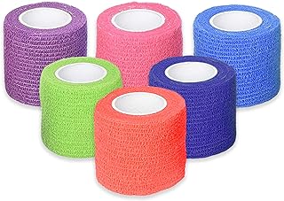 Ever Ready First Aid Self Adherent Cohesive Bandages 2" x 5 Yards - 6 Count, Rainbow Colors