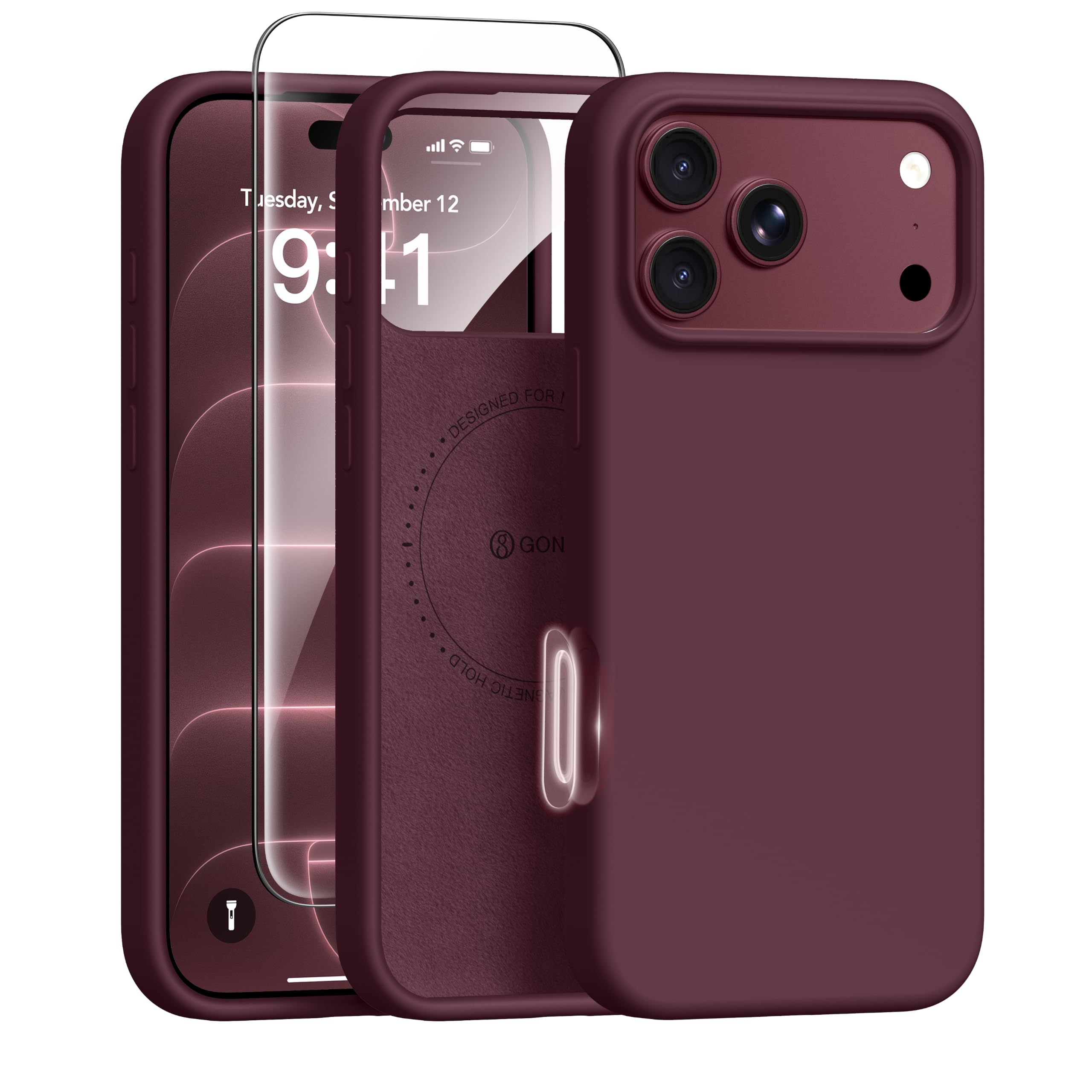 GONEZ for iPhone 18 Pro Case/17 Pro Case, Compatible with MagSafe | Burgundy, Sc