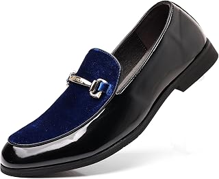 COSIDRAM Mocassini da uomo casual alla moda in velluto vernice classica fibbia oro business party scarpe