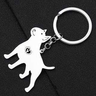 Stainless Steel Cute Bull Terrier Keychain Keychain Gift Puppy Decor for Women Dog Mom Purse Bag Charm