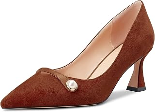 Castamere Women's Block Chunky Mid Heel Pointed Toe Slip-On Pumps Wedding Office 6.5 cm Heels