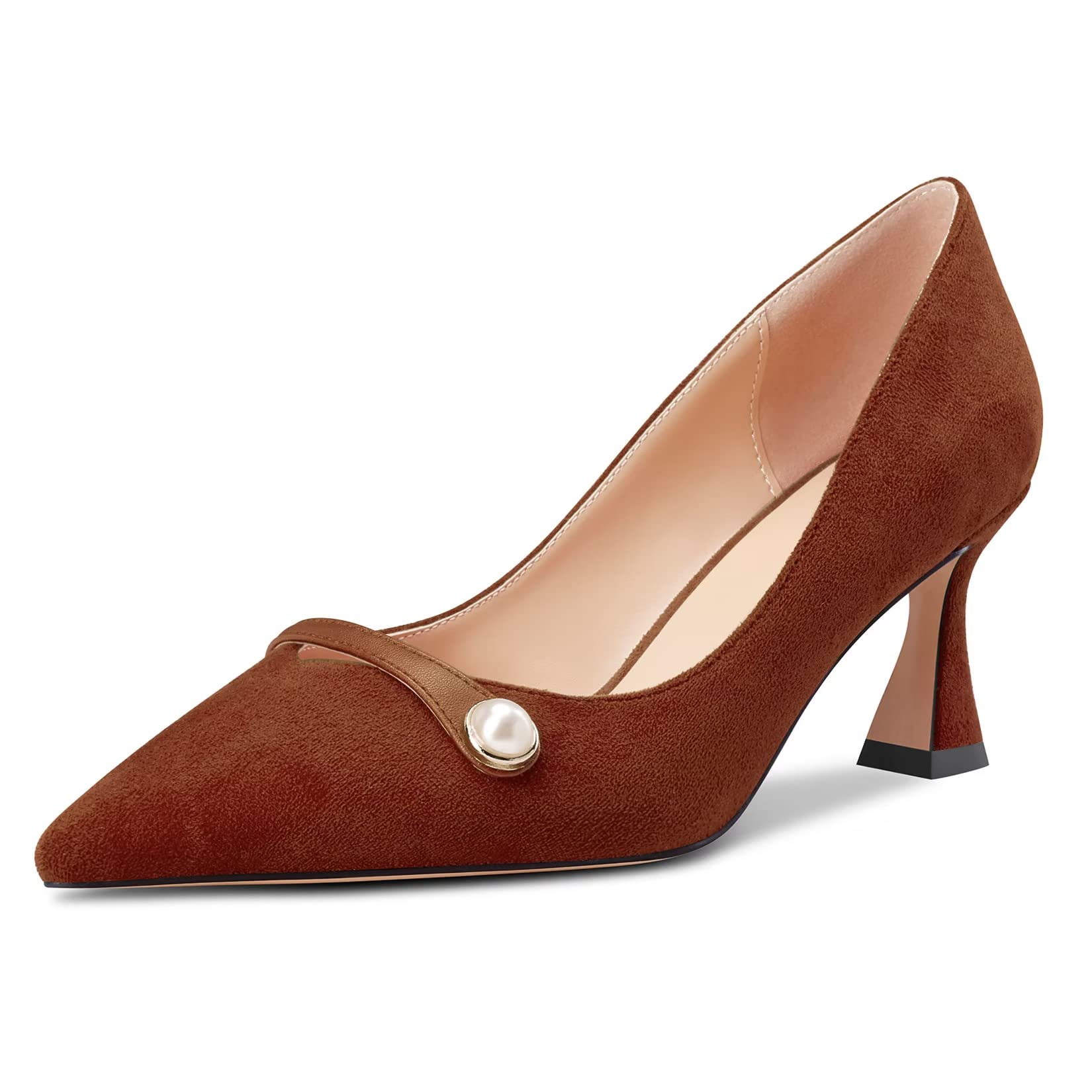 Castamere Women's Block Chunky Mid Heel Pointed Toe Slip-On Pumps Wedding Office